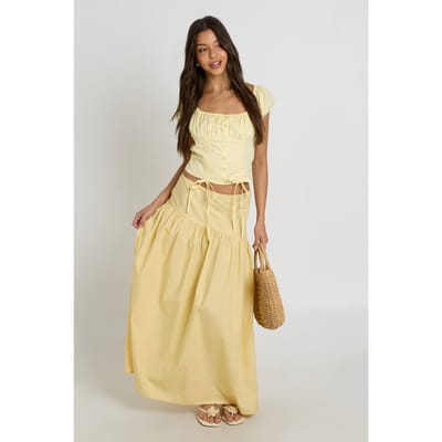 boohoo Dames Asymmetrische Maxi Rok Met Verlaagde Taille | Citroen | Maat: 34