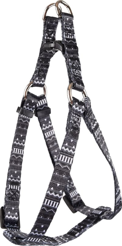 Flamingo Sadie Step&go - Harnas Honden - Harnas Step&go Sadie Zwart/wit Xs 30-40cm 10mm - 1st - 128024 - 1st