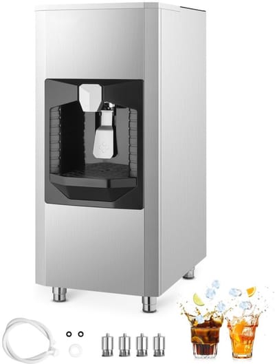 IJsdispenser - IJsopslagbak - Capaciteit 80 kg - Automatische Uitgifte 9 kg/min - Ingebouwde IJscrusher - In Hoogte Verstelbare Poten - Voor Horeca en Commerciële IJsmachines