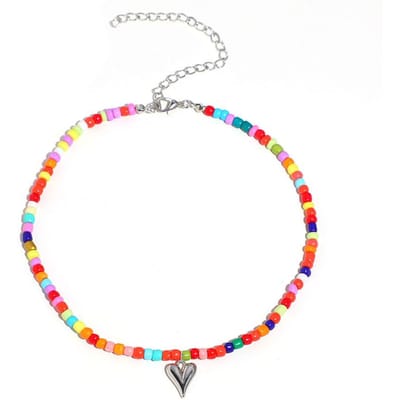 Bohemian Handgemaakte Kralenketting Chokers Voor Meisjes Schattige Liefdeshart Hanger Ketting Groothandel Dames Sieraden Accessoires Cadeaus red
