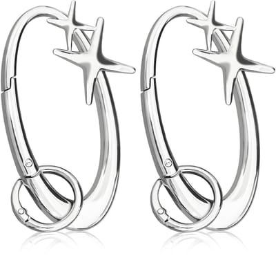 Dailygoods- Karabijnhaak Stervorm - Sleutelhanger - Zilver - Corrosiebestendig - Stevig - Elegant Ontwerp