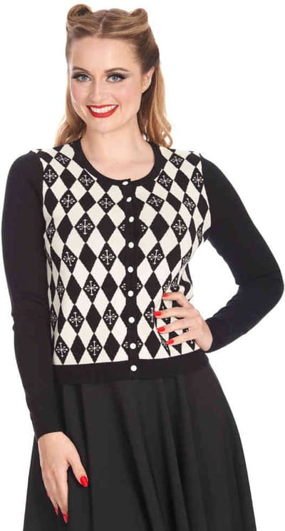 Banned - Darts & Checks Cardigan - S - Zwart