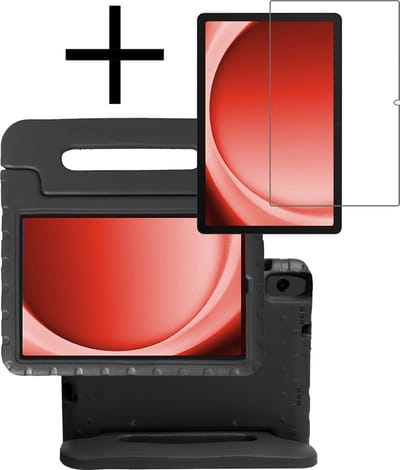 Hoes - Geschikt voor Samsung Galaxy Tab A9 - Met Screenprotector - Kinderhoes Shockproof Bumper - Kidsproof Case - Tablet Hoesje - Kinder Cover - Zwart