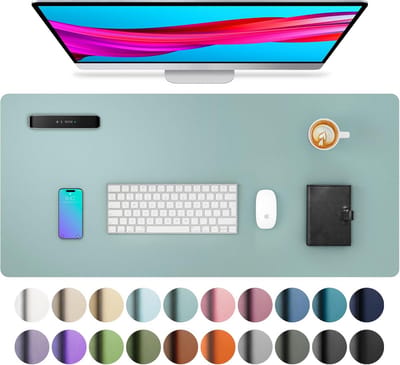 Bureauonderlegger PU Leer - Desk Pad Muismat - Bureau Beschermen - Speciale Antislip Achterkant - 80 x 40 cm - Lichtblauw