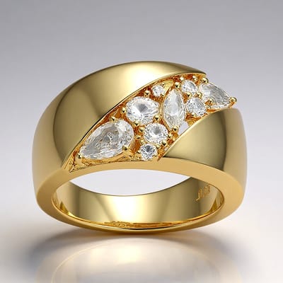 Cavill - Luxe Zilveren Ring 925 Sterling - Geelgoud Verguld - Witte Topaas Druppel & Marquise 0,99 ct - Elegante Braziliaanse Edelsteen Ring