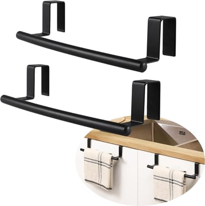 SNJY® Vaatdoekhouder - Aanrecht Organiser - Theedoekhouder - 7,6L x 26,4B x 5,7H cm - Zwart