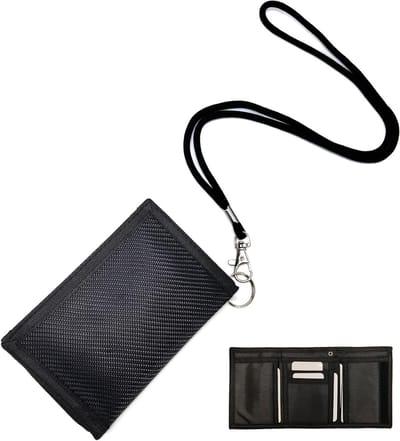 Stoere Jongensportemonnee met Lanyard, Zipper Coin Pocket en Kaarthouders, Zwart, Compact en Handig voor Tieners, 9×13.5×1cm