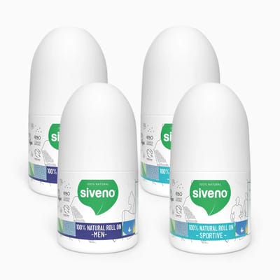 Siveno Natuurlijke Roll-On Deodorant Voordeelset – Sportive & Men – 4 Stuks