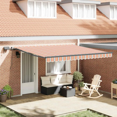 vidaXL - Uitschuifbare - luifel - Meerkleurig - 400 - × - 300 - cm - Stof - en - Aluminium