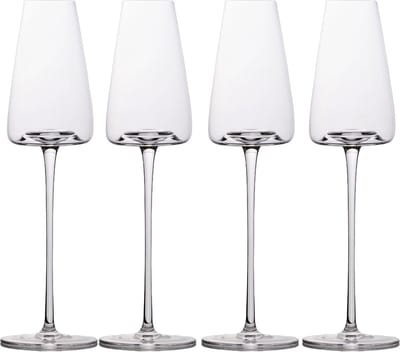 Intirilife 4x Champagneglas met modern design - 220 ml inhoud - Glas voor mousserende wijn, Prosecco, vaatwasmachinebestendig, kristalglas, schokbestendig