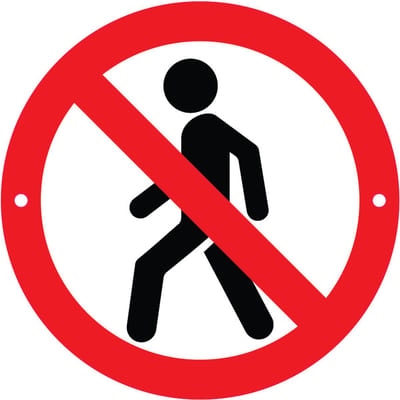 Verbodsbord Verboden Hier te Lopen - 30cmØ met 2 Boorgaten - op 3mm dik Aluminium