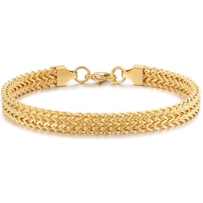 Mode Armbanden Dubbele Tarwe Schakel Goud Roestvrij Staal Bangles Klassieke Heren Sieraden Met Karabijnsluiting Vintage Cadeau Voor Mannen beige