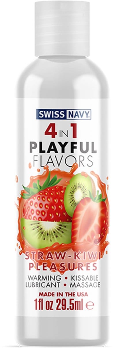 Swiss Navy - 4 in 1 Playful Flavors - Likbaar en Verwarmend Glijmiddel en Massage - Strawberry-Kiwi - 30 ml
