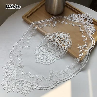 Set de table ovale de luxe brodé européen, dessous de verre pour table à café, chambre à coucher, ordinateur, canapé, accoudoir, décoration de fête, banquet 29x51cm&Oval gray