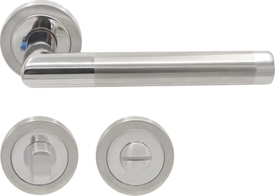 Slotman Solutions Deurklink WC – RVS – Rond Rozet – Toiletsluiting – Deurbeslag Set