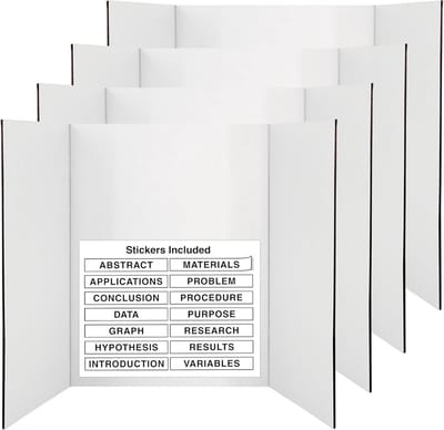 Wit Drievoudig Presentatiebord 36" x 48" - Lichtgewicht en Draagbaar met Glad Oppervlak voor Schoolprojecten en Presentaties