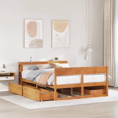 vidaXL - Bedframe - zonder - matras - massief - grenenhout - wasbruin - 140x200 - cm