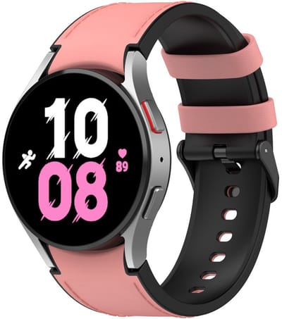 Siliconen leren bandje - geschikt voor Samsung Galaxy Watch 7 (40 & 44mm) / Watch 6 (Classic) / Watch 5 (Pro) / Watch 4 (Classic) / Watch FE - hybride leer look - roze