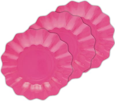 Givi Italia Feestbordjes - schulprand - 24x - fuchsia roze - rond - papier/karton - 27cm - duurzaam - wegwerpbordjes - babyshower- kinderfeestje