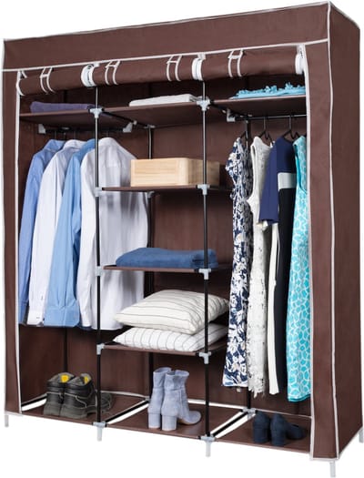 Songmics Kledingkast XXL Bruin - Opvouwbare Kledingkast - Camping Kledingkast - B150xD45xH175 cm