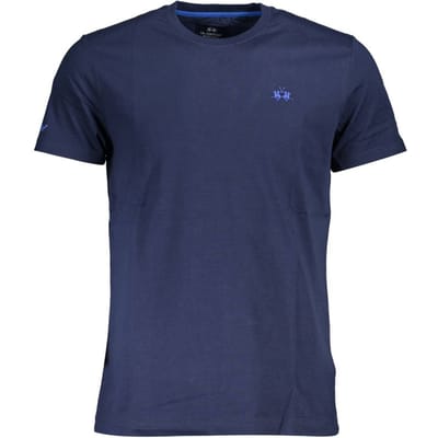 La Martina Blauwe Katoenen Heren T-Shirt