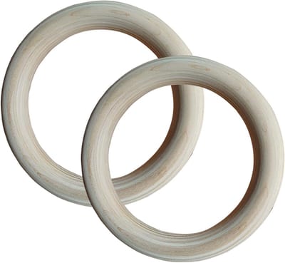 Gymnastiekringen Hout - Calisthenie Ringen - Kracht Training - Natuurlijk Hout Materiaal - 19x19x2.5 cm