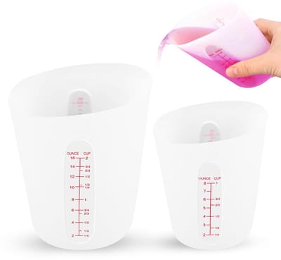 2 stuks maatbekers van siliconen, bekers van siliconen met schaal, maatbeker van epoxyhars, maatbeker voor de keuken, maatbeker in 500 ml en 250 ml voor epoxyhars, voor harsvormen