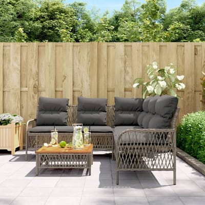 vidaXL - 2-delige - Loungeset - met - kussens - poly - rattan - grijs