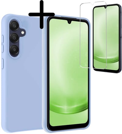 Hoesje Met Screenprotector - Geschikt voor Samsung Galaxy A26 - Sterk & Shockproof - Back Cover - Siliconen Case - Telefoon Hoes - Lichtblauw