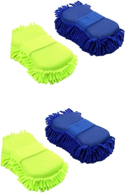 Microfiber Washandschoenen - Auto poets - Auto Reinigen - Krasvrij Oppervlak - 4 Stuks - Zoals Afgebeeld