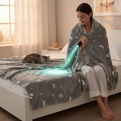 Dailygoods - Knuffeldeken - Glow-in-the-dark effect - Stijlvol en comfortabel - Grijs - Perfect voor knuffelen - 150 x 130 cm - Polyester