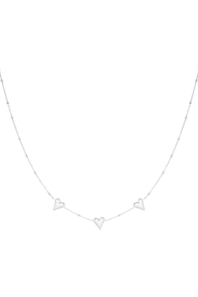 Minimalistische ketting met drie hartjes - Yehwang - Ketting - 38 + 5 cm - Stainless Steel (verkleurt niet!) - Necklace - Waterproof - Zilveren ketting - Kerst - Kerst cadeau - Moederdag - Sinterklaas - Valentijn