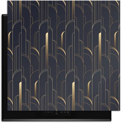 KitchenArt - Art Deco Lines – Inductie Beschermer - 59x52 cm - Kookplaat Beschermer - Luxe Afdekplaat Inductieplaat - Anti-slip & Oprolbaar - Beschermmat Inductiekookplaat