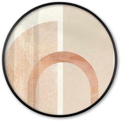 Poster in lijst Rond - Fotolijst 60x60 cm - Posters - Roze - Beige - Abstract - Ronde posterlijst zwart - Decoratie - Wanddecoratie woonkamer - Muurdecoratie slaapkamer