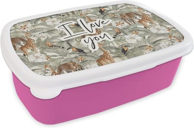 Broodtrommel Roze - Lunchbox - Brooddoos - I love you - BFF - Vriendin - Vriend - Quotes - Spreuken - 18x12x6 cm - Kinderen - Meisje
