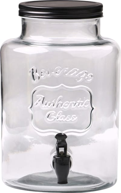 Urban Living Drank dispenser Beverages - 5.3 Liter - met metalen schroefdeksel en kraantje - glas