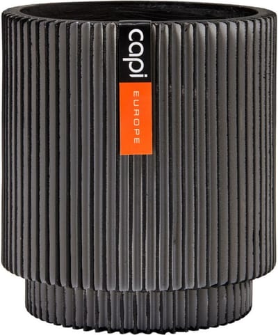 Capi Europe - Vaas cilinder Groove Anthracite & Ivory - 8x9 - Antraciet - Opening Ø7 - Bloempot voor binnen - 5 jaar garantie - BGVZ311