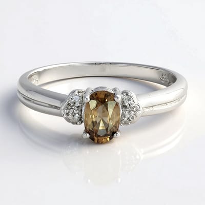 Cavill - Zilveren Ring - 925 Sterling Zilver - Kaneel Zirkoon 0,58 ct Ovaal - Pavé Briljant Zirkonia 0,036 ct - Elegant Tijdloos Design - Maat 17