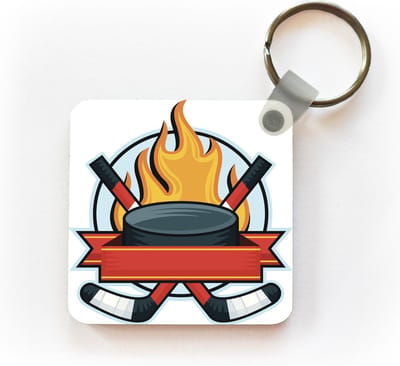 Sleutelhanger - Uitdeelcadeautjes - Een embleem van ijshockey in een illustratie - Plastic
