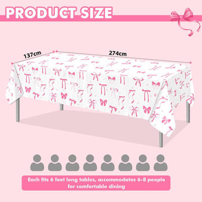 Dailygoods- Tafelkleed Roze Strikontwerp - Rechthoekig - 137 x 274 cm - Feestdecoraties - Duurzaam Plastic - Ideaal voor Verjaardagsfeestje - Feestkleed