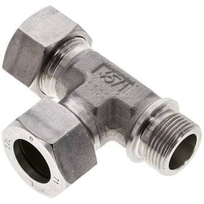 22L & G3/4'' RVS L-vorm Snijringkoppeling Buitendraad 160bar ISO 8434-1