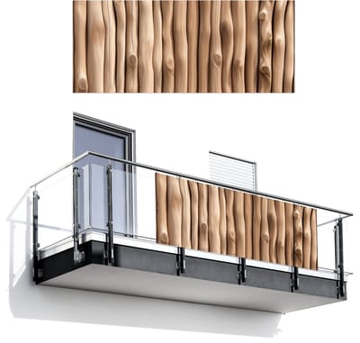 Balkonscherm 300x120 cm - Balkonposter Hout - Stam - Lichtbruin - Balkon scherm decoratie - Balkonschermen - Balkondoek zonnescherm