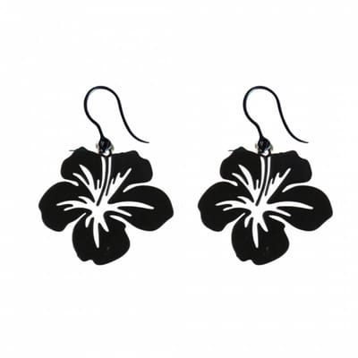 Allergievrije oorbellen- Pioenroos- Zwart-Charme Bijoux