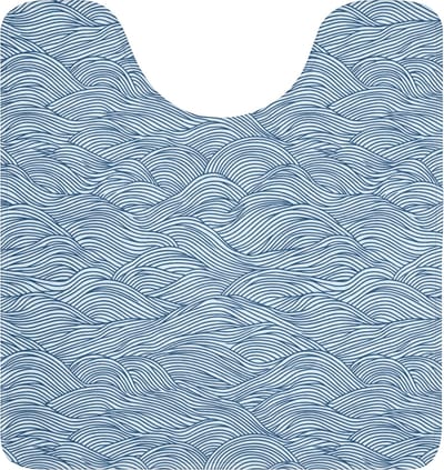WC mat met uitsparing 55x60 cm - Antislip - Golven - Ritmisch - Blauw - Toiletmat met uitsnijding - Vloermat - Douchemat - Toilet tapijt - Toiletmatten