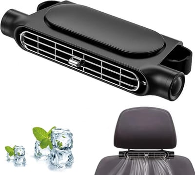 Auto ventilator - Autoventilator - Auto ventilator cooling - 3000 mAh - 18 x 8 cm - 3 snelheden - Draagbare achterbankkoelventilator - Voor achterste hoofdsteun - Stille hoofdsteun-nekventilator voor alle auto's - Zwart