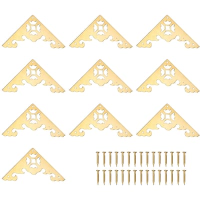Lot de 10 boîtes décoratives antiques en bois, coins à motif creux unilatéral, 8 x 5,5 cm