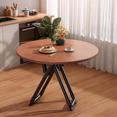 Eettafel Buiten - Verstelbare Tafel - Gezellig Tafelen - Tool-free Montage - 80 cm - Donkerbruin