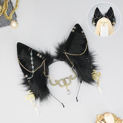 Bandeau Oreilles de Chacal Exotiques Sombres Coiffe Cosplay Anubis Oreilles de Chacal Exotiques Égyptiennes Kc black