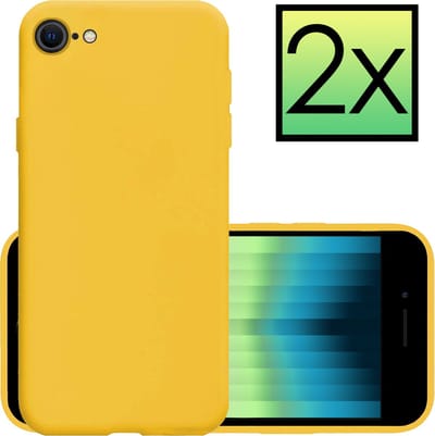 Hoesje - 2 Stuks - Geschikt voor Apple iPhone SE (2022) - Sterk & Shockproof - Case Siliconen - Back Cover - Telefoon Hoes - Geel