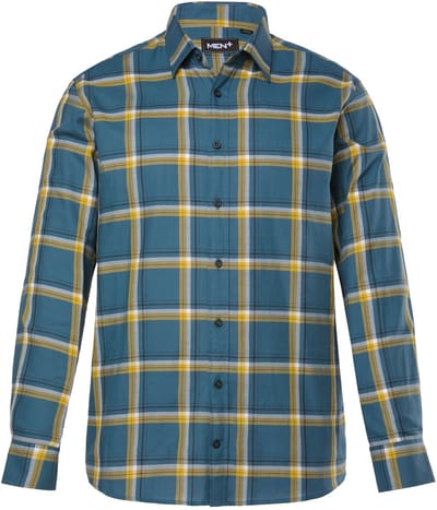 Men Plus - Heren - Geruit overhemd lange mouw kentkraag comfort fit - Lagunes groen - Maat 3XL